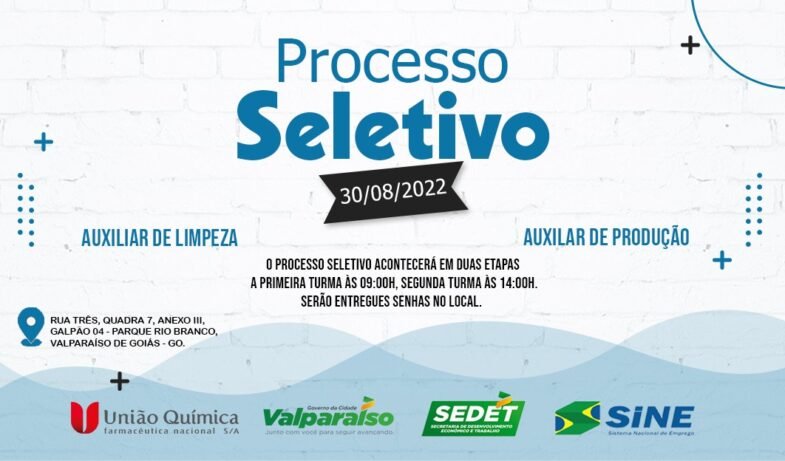 SEDET ABRE PROCESSO SELETIVO PARA AUXILIAR DE PRODUÇÃO E LIMPEZA
